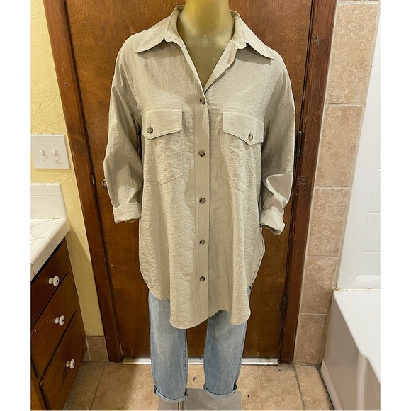 H&M Sage Green Oversized Shirt. NWT size small. - Picture 9 of 16